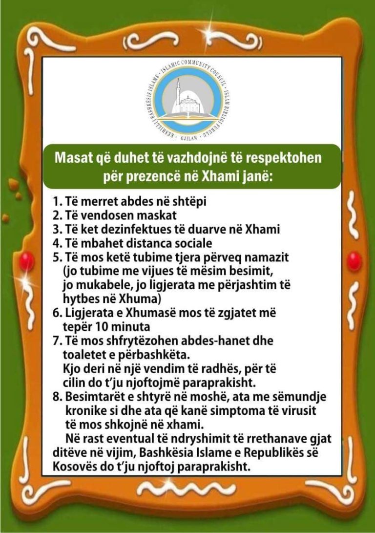 Njoftim i KBI me rastin e hapjes së xhamive!